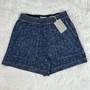 Everlane Women's NWT Dark Blue Painterly‎ Strokes The Denim Utility Shorts S/W28